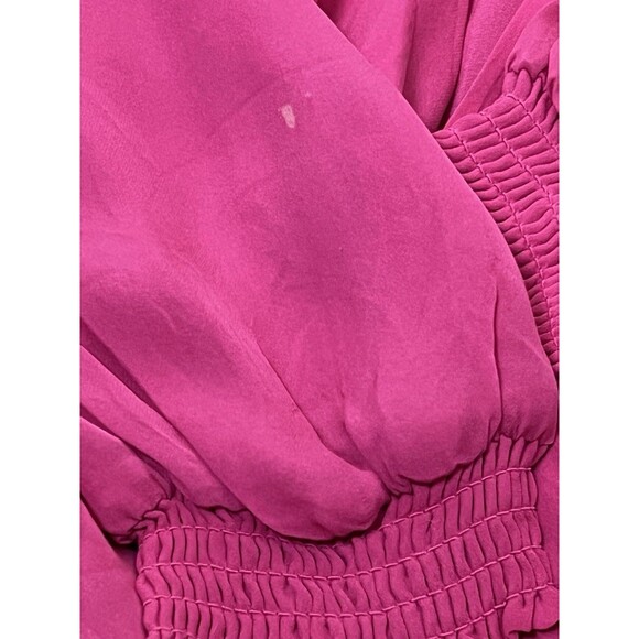 Alice + Olivia‎ Pink Bubble Hem Blouse Faux Wrap Silk Top Women Small - Picture 11 of 11